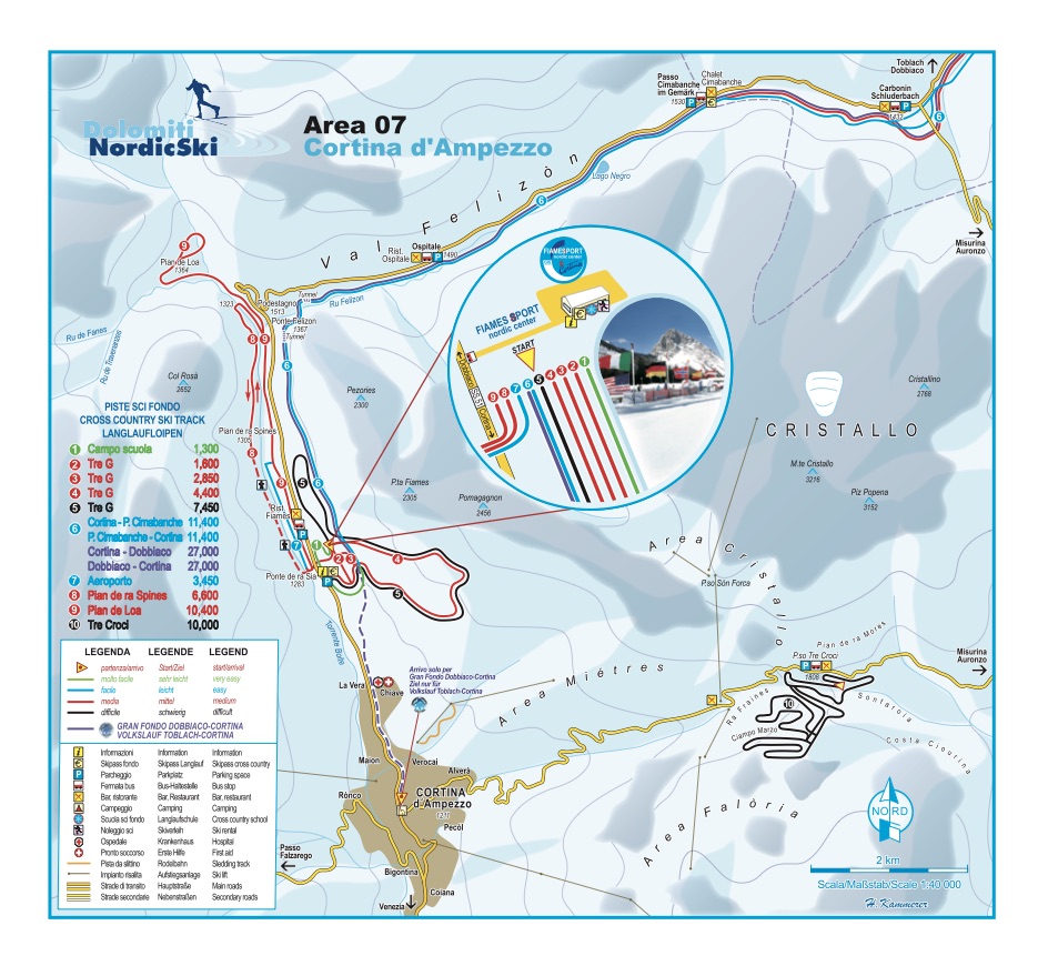 Mappa delle piste di Cortina d'Ampezzo (Nórdico)