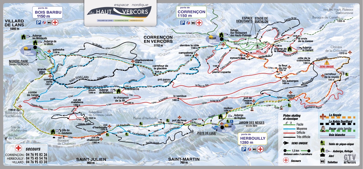 Mapa de pistas de Villard-de-Lans / Corrençon-en-Vercors