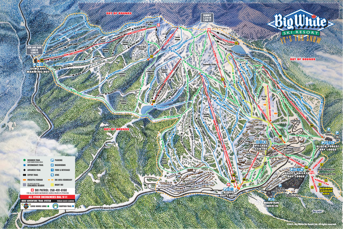 Mapa de pistas de Big White Ski Resort