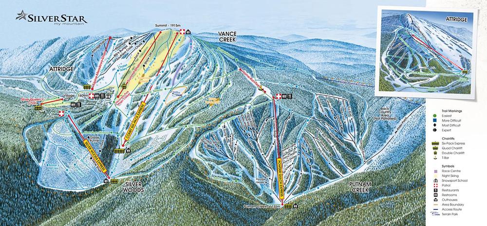 Mapa de pistas de SilverStar Mountain Resort