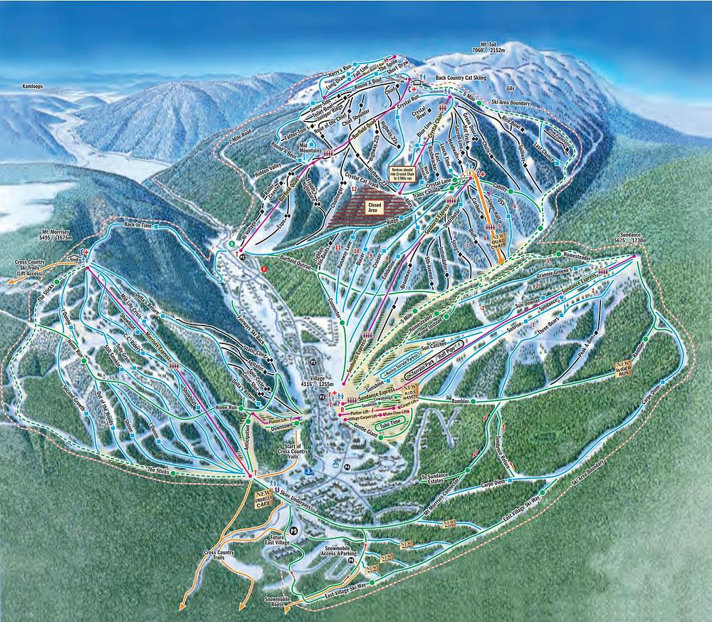 Mapa de pistas de Sun Peaks Resort