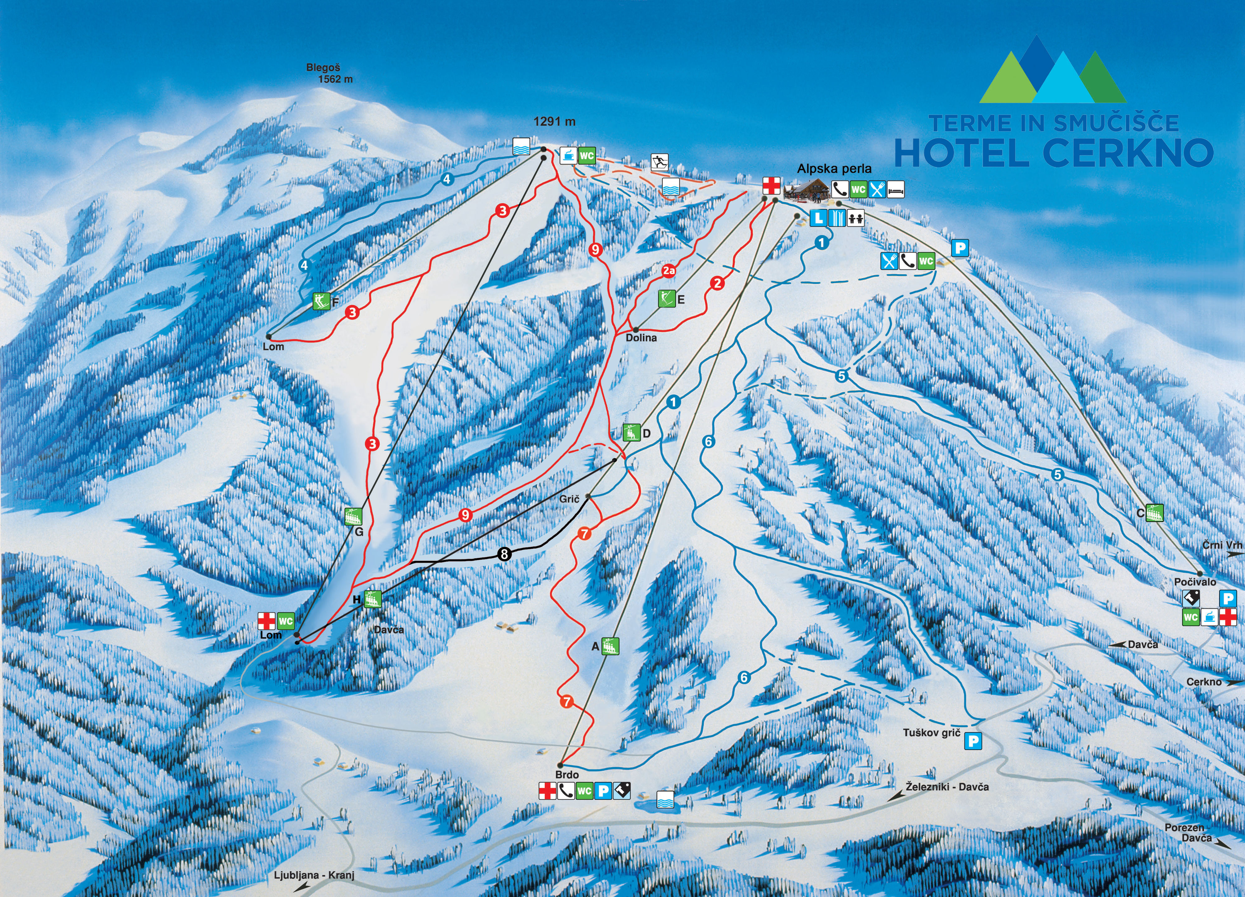 Mapa de pistas de Cerkno