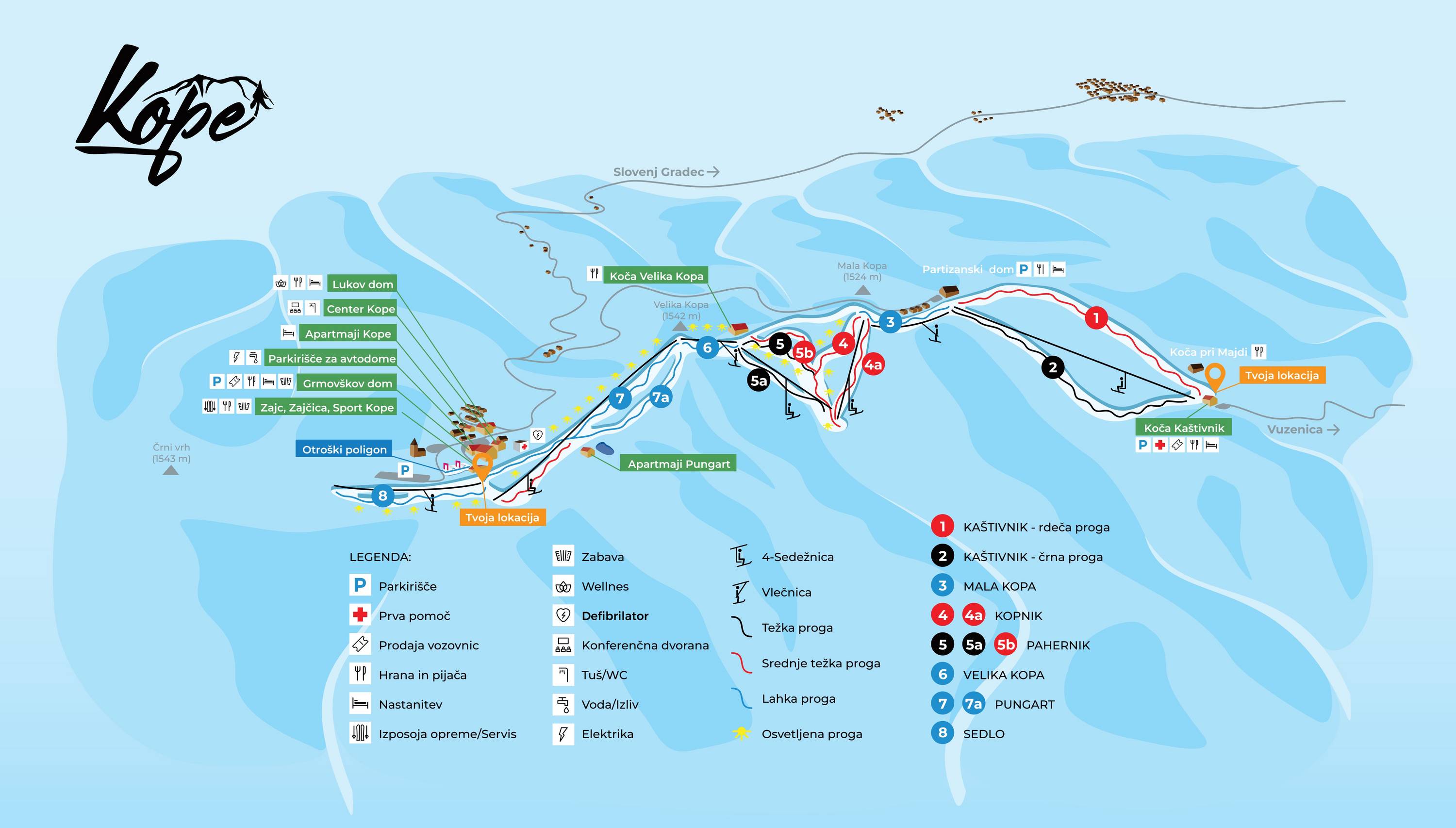 Mapa de pistas de Kope