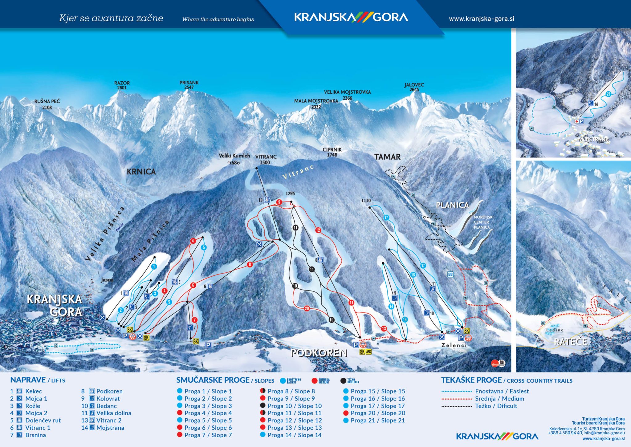 Mapa de pistas de Kranjska Gora