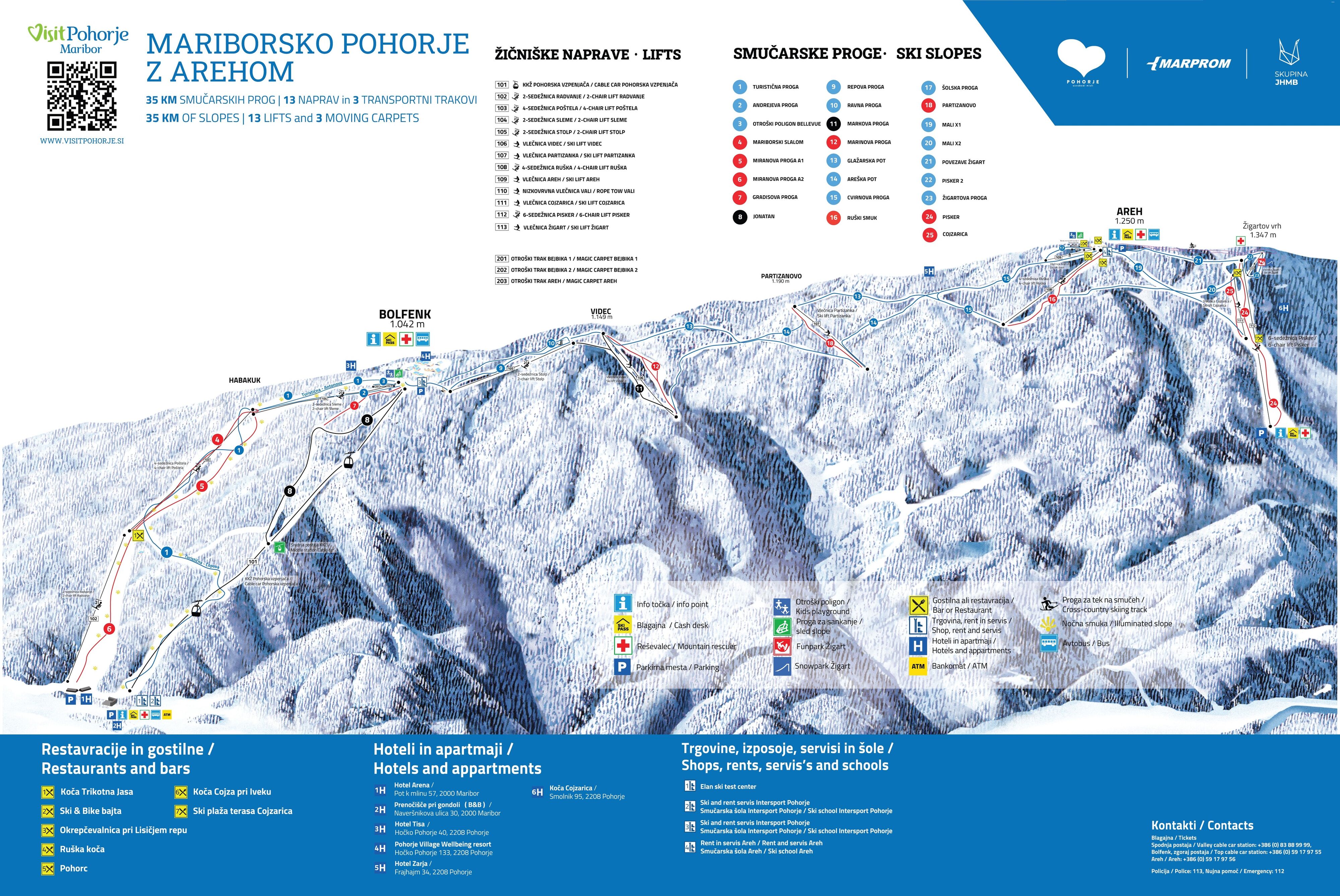 Mapa de pistas de Mariborsko Pohorje