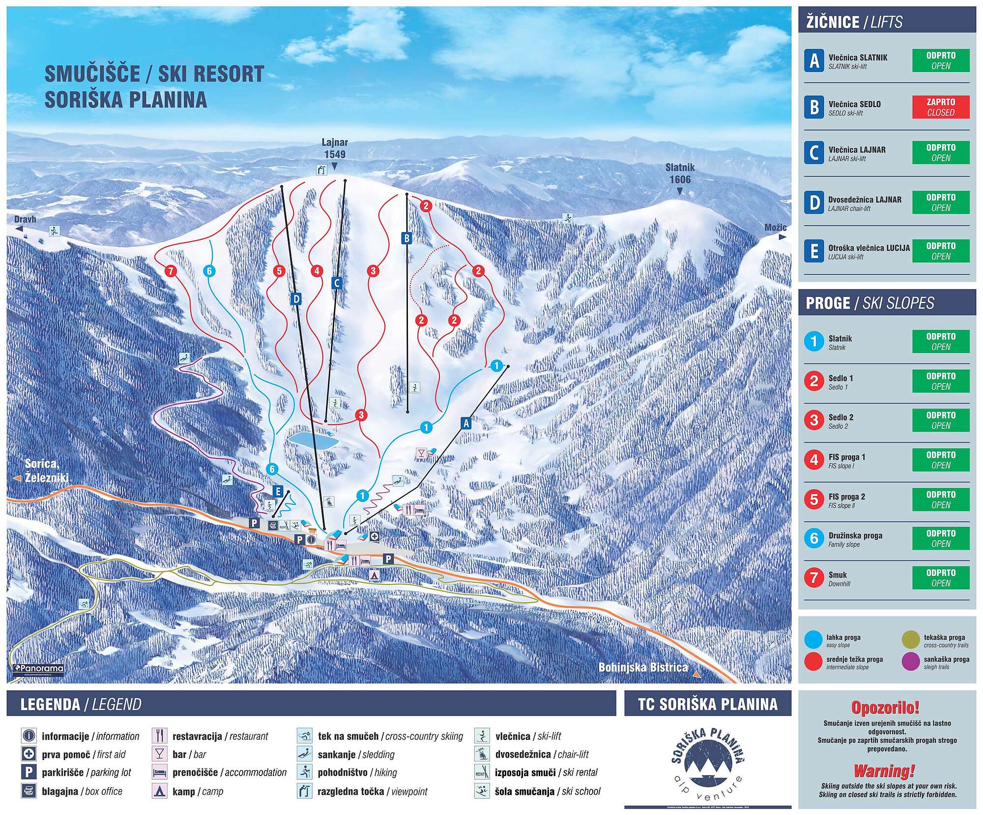 Mapa de pistas de Soriska Planina