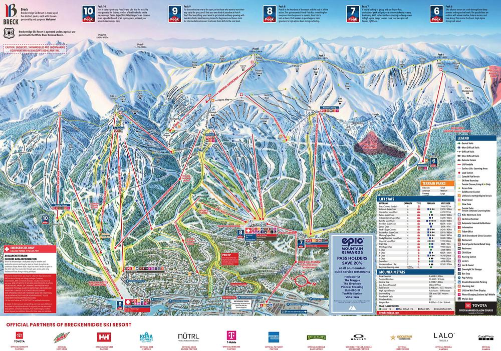 Mapa de pistas de Breckenridge Ski Resort