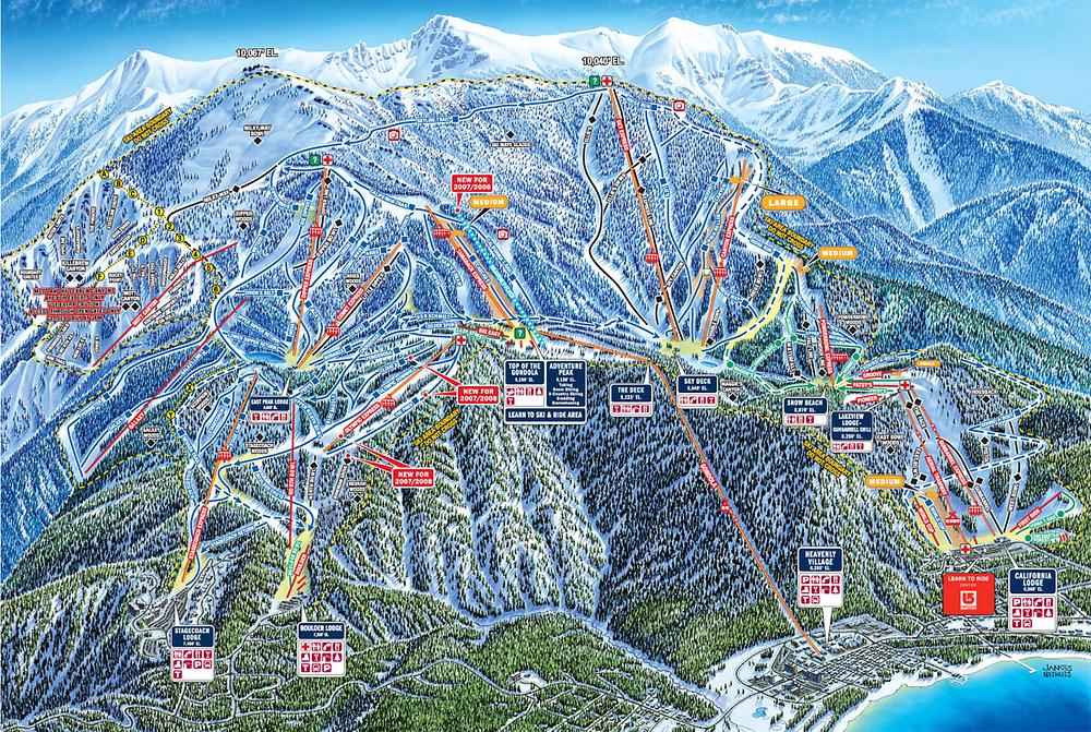 Mapa de pistas de Heavenly Mountain Resort