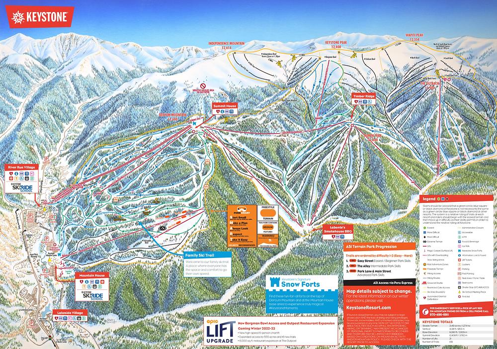 Mapa de pistas de Keystone Resort