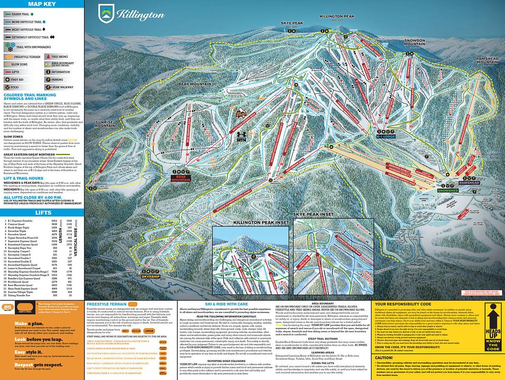 Mapa de pistas de Killington Resort
