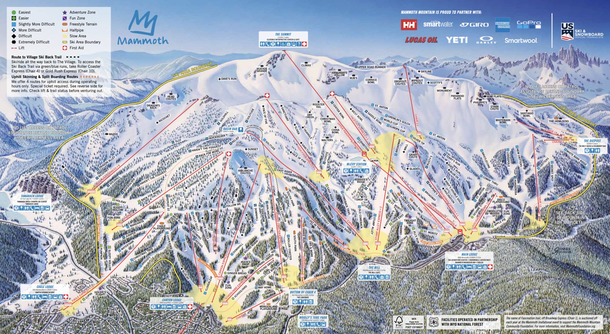 Mapa de pistas de Mammoth Mountain