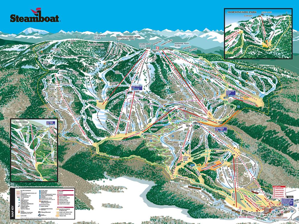 Mapa de pistas de Steamboat Ski Resort
