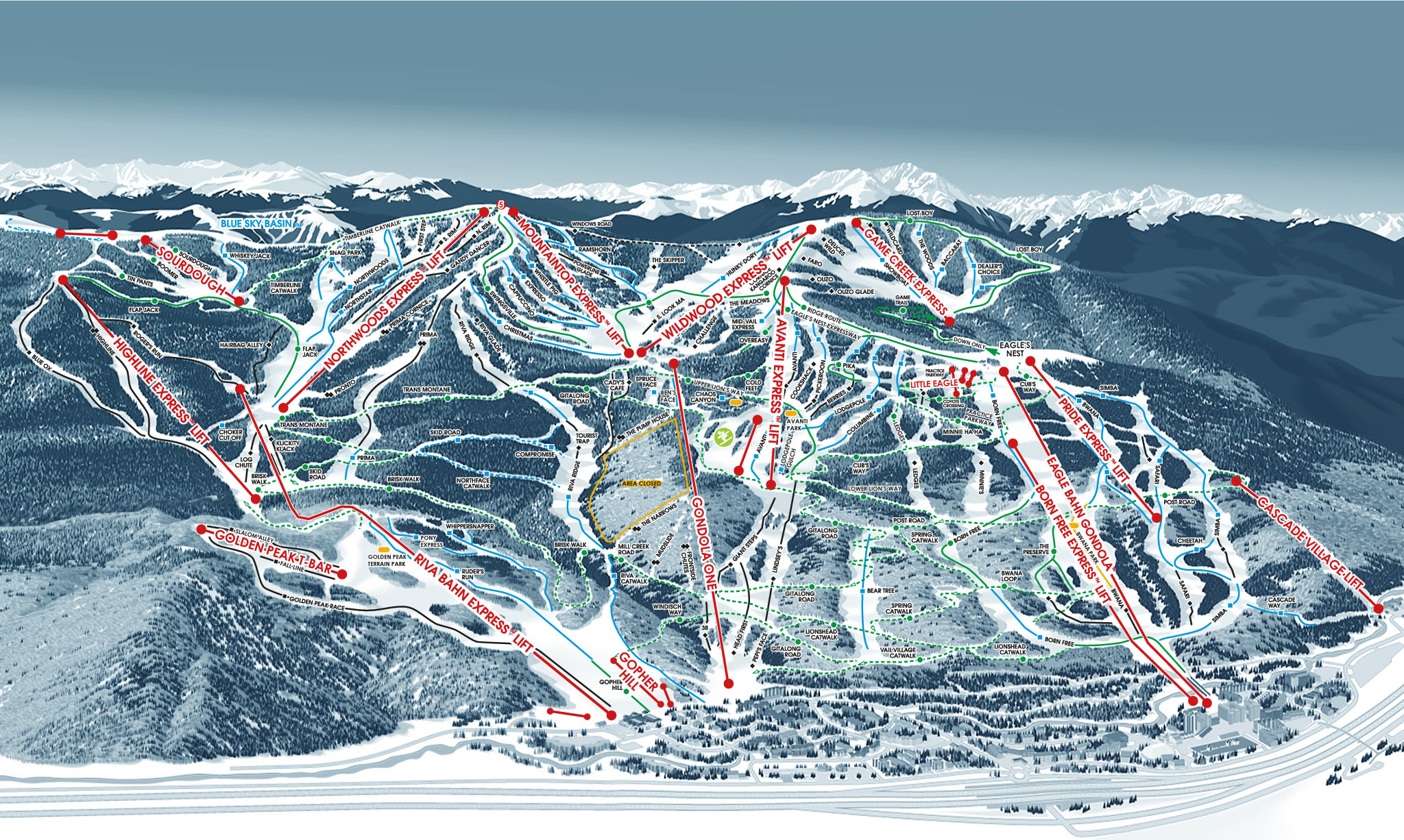 Mapa de pistas de Vail Mountain